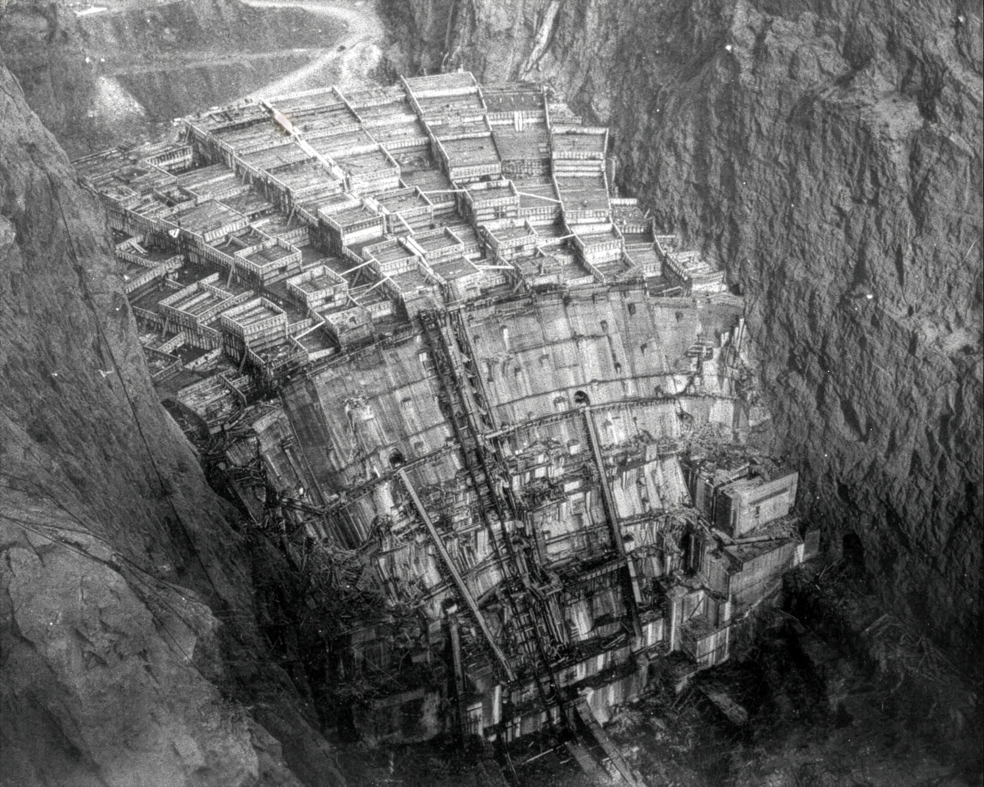 Concrete being laid to form the dam