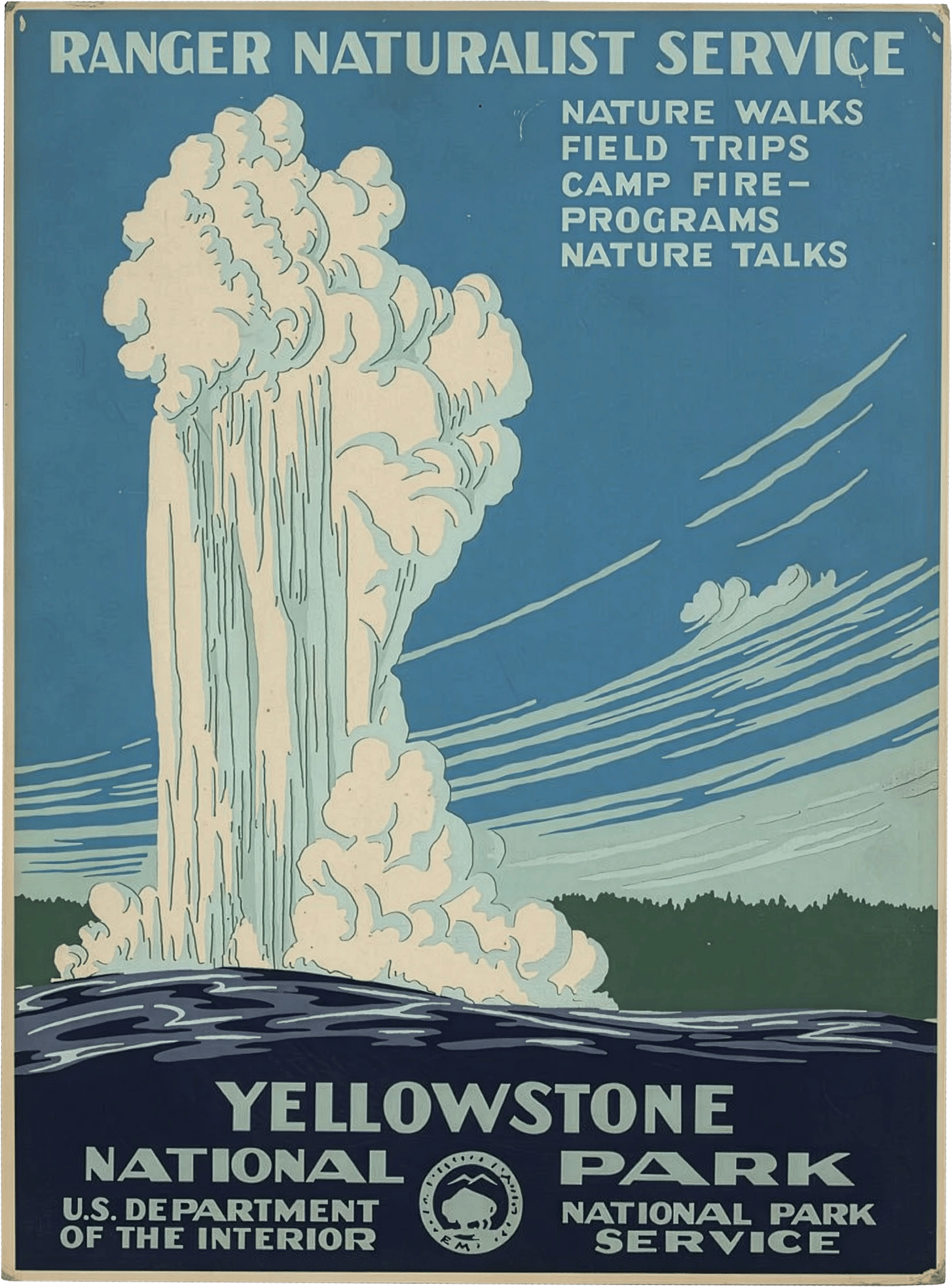 Yellowstone National Park - Ranger Naturalist Service WPA Poster
