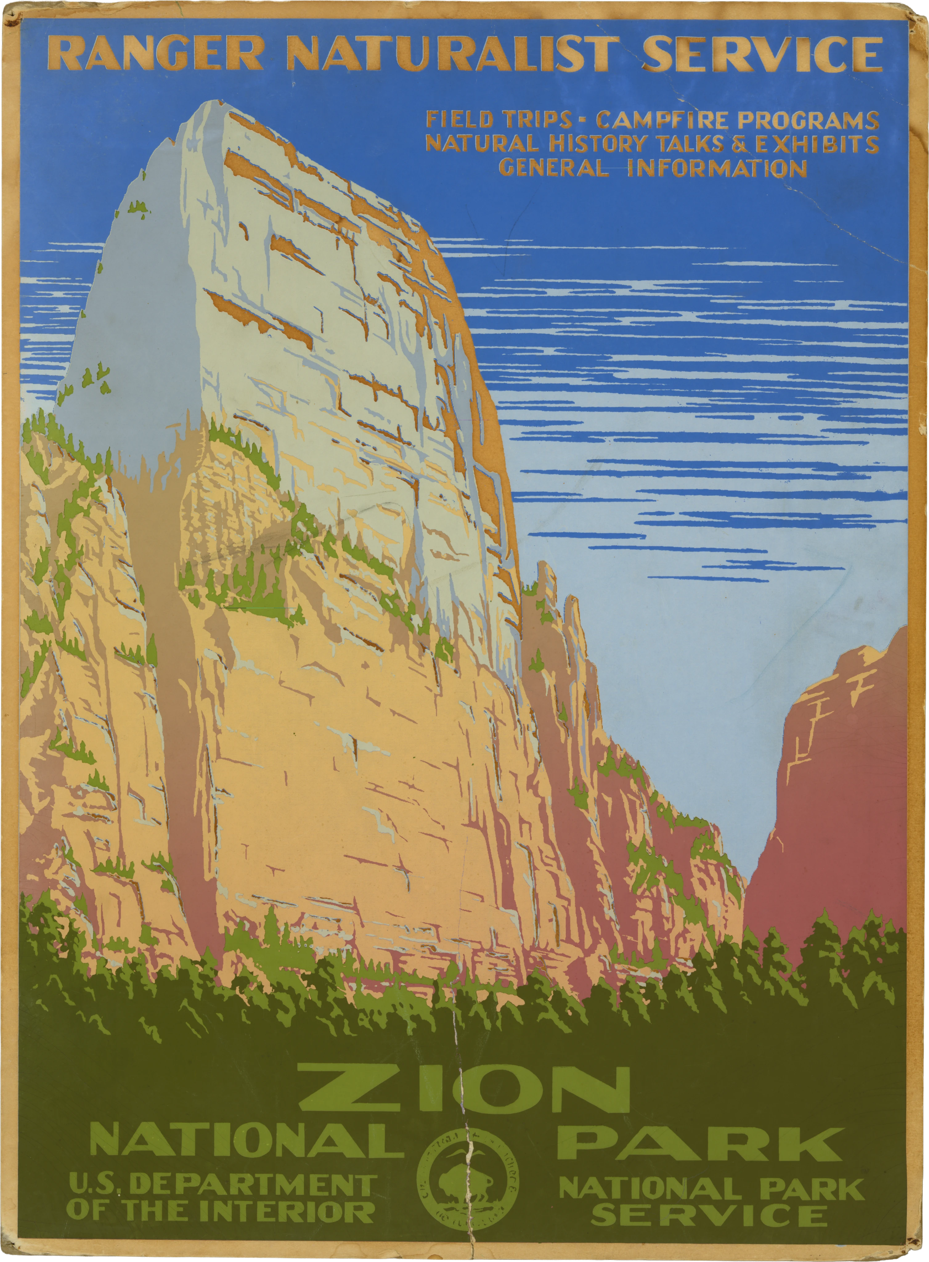 Zion National Park - Ranger Naturalist Service WPA Poster