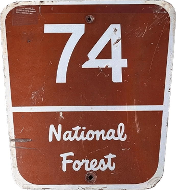 Old enamel signs in California (1958) - Route 74
